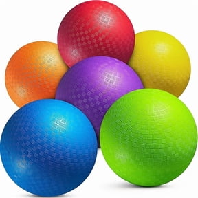 PlayBolt 5-Inch Playground Balls – 6 Pack Multicolor Small Inflatable Rubber Dodgeballs with Hand Pump for Toddlers & Kids – Indoor & Outdoor Active Play