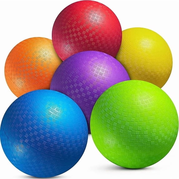 PlayBolt 5-Inch Playground Balls – 6 Pack Multicolor Small Inflatable Rubber Dodgeballs with Hand Pump for Toddlers & Kids – Indoor & Outdoor Active Play