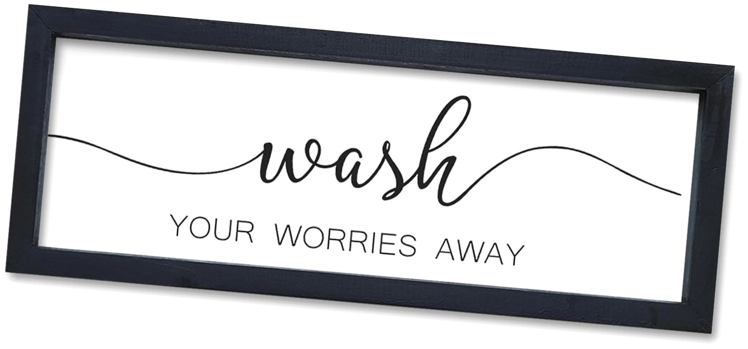 Fuliko Wash Your Worries Away Sign Funny Laundry Room Wall Decor 16"×6 ...