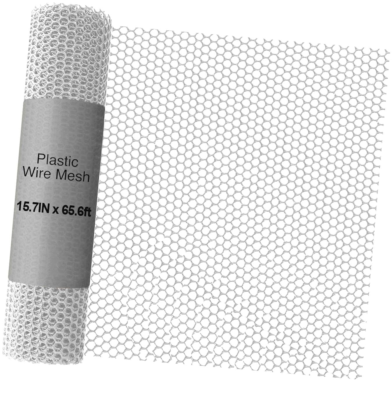 Fuliko White Plastic Poultry Fencing Mesh, 15.7in x 65.6ft Garden ...