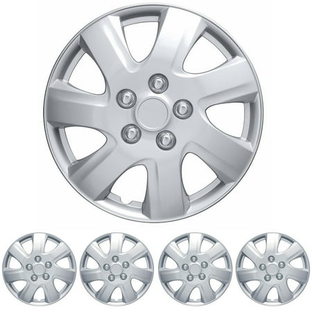 (Full 4-Pack) Premium Automotive Hubcaps, BDK 16" Wheel Rim Cover Hub Caps OEM Style Replacement Snap On Car Truck SUV - 16 Inch Set