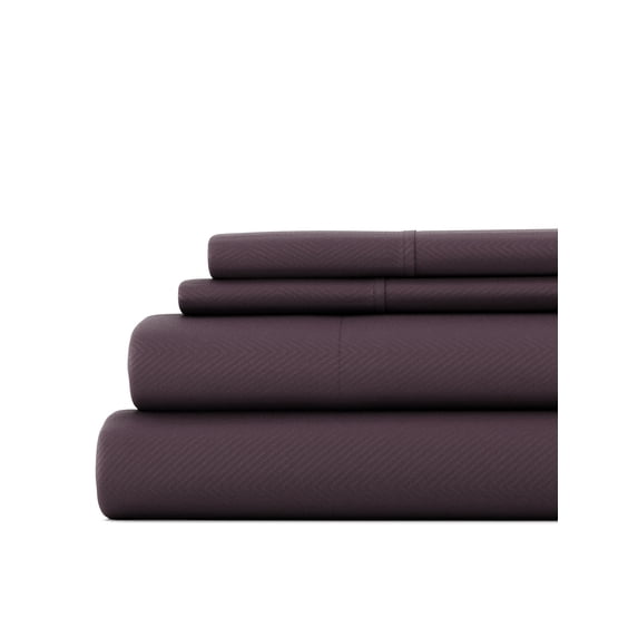 Full, 4 Piece Embossed Hotel Style Bed Sheets in Purple by Comfort Canopy