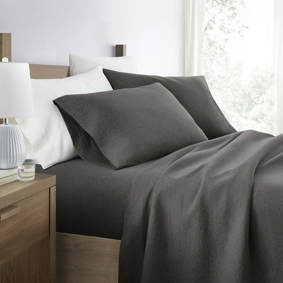 Ultra Soft & Stretchy Jersey Cotton Bed Sheets Set Wrinkle Free & Breathable Full Gray Bedding by Comfort Canopy