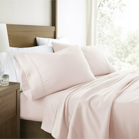 100% Cotton Flannel Bed Sheets Set for Full Size Bedding in Blush by Comfort Canopy