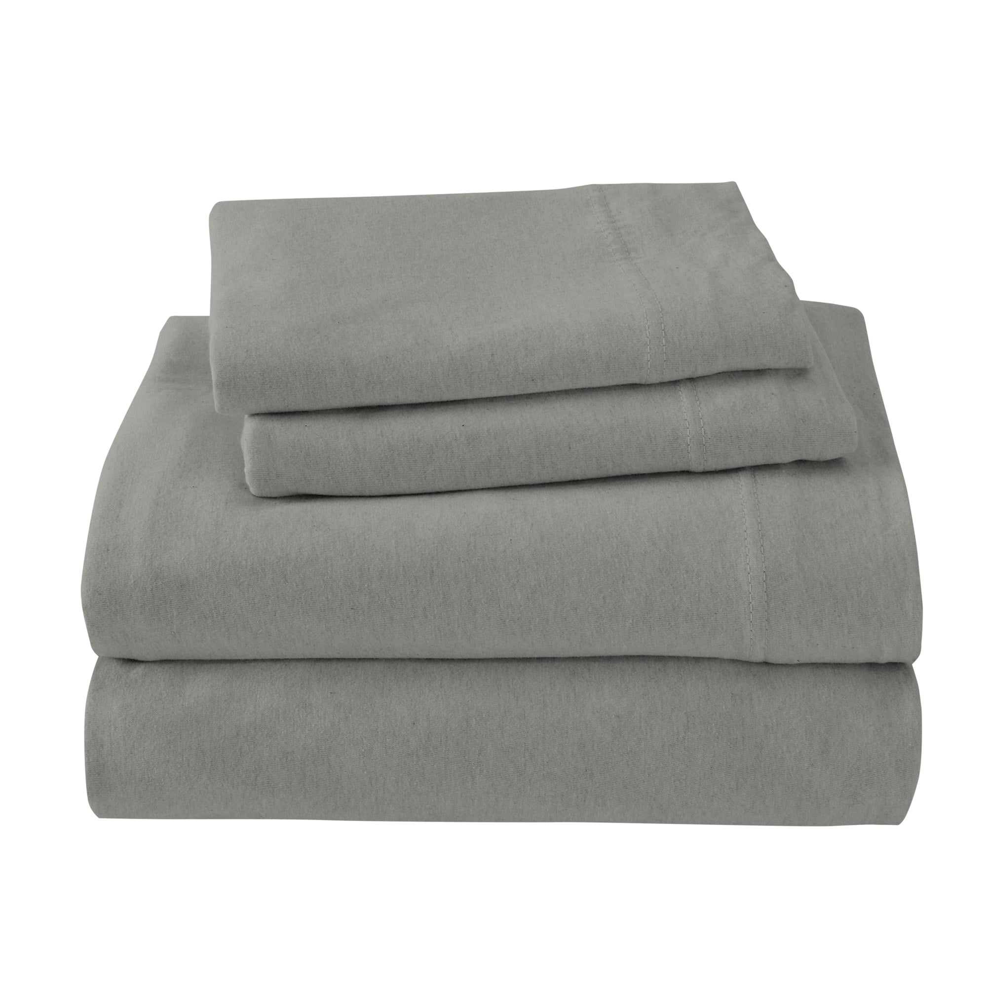 Gray Full Cotton Polyester Jersey Knit Sheet Set