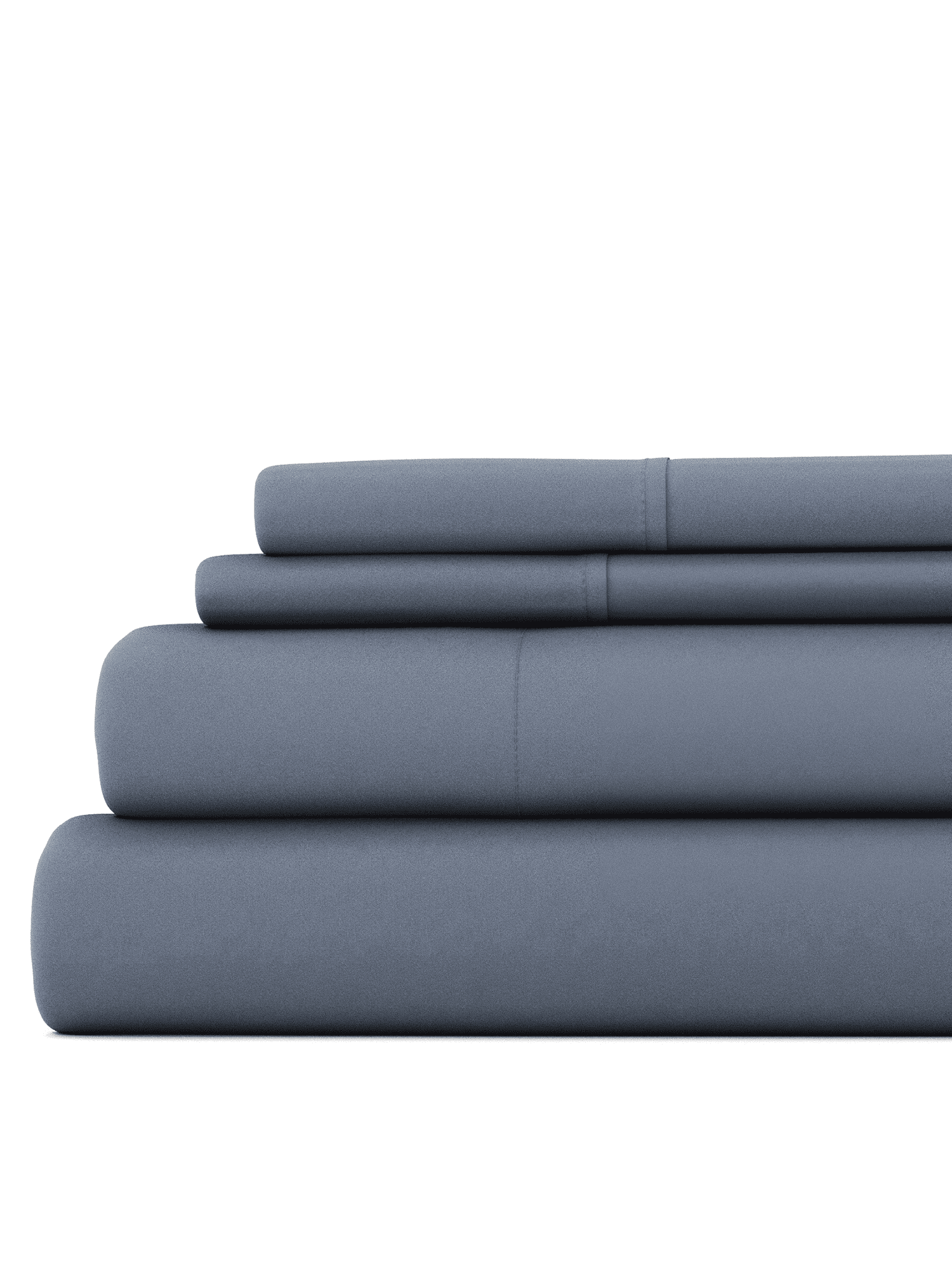 Gray Full Size Cotton Polyester Microfiber 4-Piece Bed Sheet Set