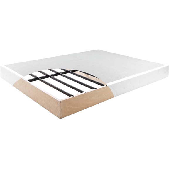 Full 5 Inch Metal+Wood Box Spring, Mattress Foundation with Fabric Cover, Easy Assembly, Noise Free, Anti-Slip