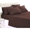 thumbnail image 1 of Full 6 PC Bed Sheet Set - 600 Thread Count Pure Egyptian Quality Cotton 6 Piece (Sheet Set & Extra Pillow Cases) Full Size Fit Up 9" Inch to 12" Inch Deep Pocket Chocolate Solid Color, 1 of 4