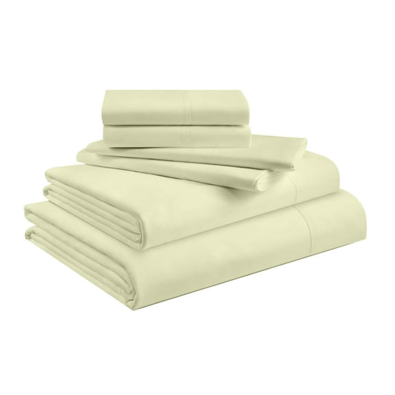 Full 6-Piece Sheet Set 1000-Thread Count 100% Pure Organic Cotton, 21" Deep Pockets (1 Flat, 1 Fitted, 4 Pillowcases) - Ivory