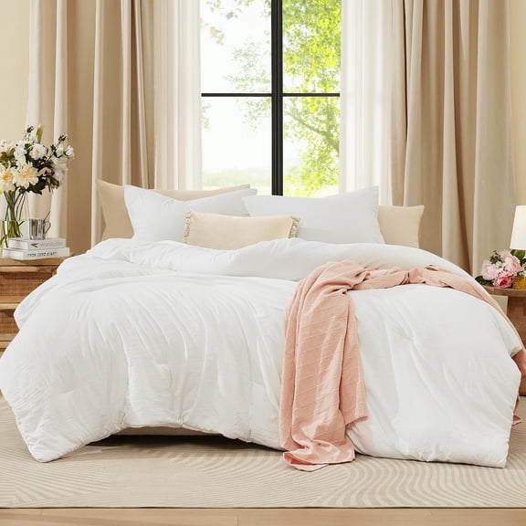 Full(80"*90") Arctic White 3-Piece Down Alternative All Season Bedding Comforter Set