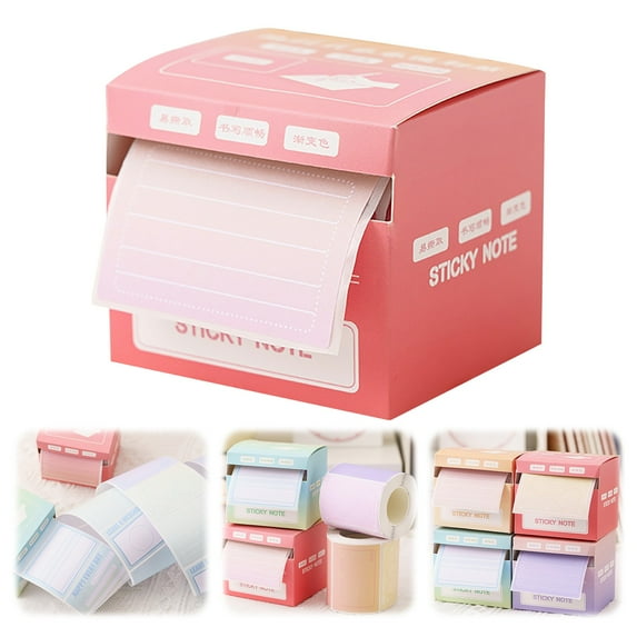 Full Adhesive Notes Roll Tape With Pull Out Dispenser Sheets Sticky Notes Stick Memo Pads Sticker Label For Noting Writing (4 Colors) Post it notes