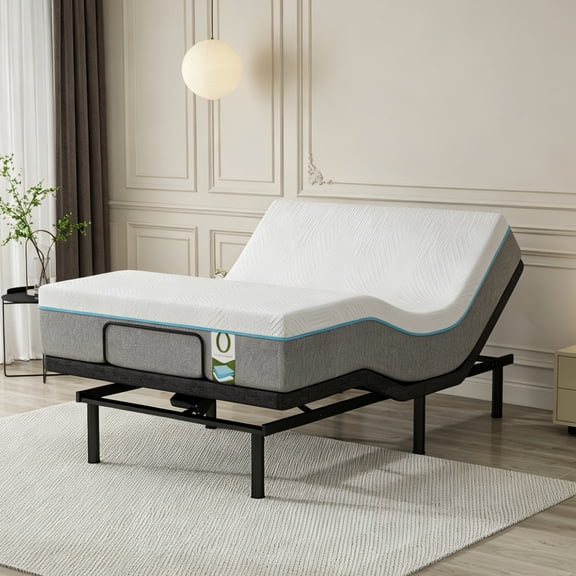 Full Adjustable Bed Frame with 12" Cooling Gel Memory Foam Mattress, Adjustable Base with Pillow-Tilt &Massage, Zero Gravity, Anti-Snore, Wireless Remote & USB Ports