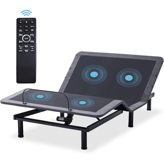 Full Adjustable Bed Frame Base with Massage, Wireless Remote - Ergonomic Electric Head & Foot Incline, Zero Gravity, Anti - Snore, USB Ports, Under - Bed Nightlight & Memory Pre - Sets