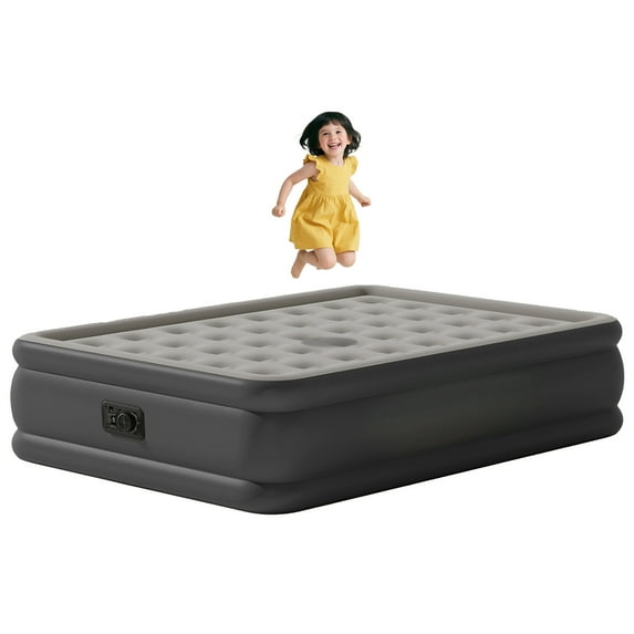 Full Air Mattress,Inflatable Mattress with Built in Pump,High Portable Air Bed,Blow Up Mattress for Home,Travel and Guest(Gray)