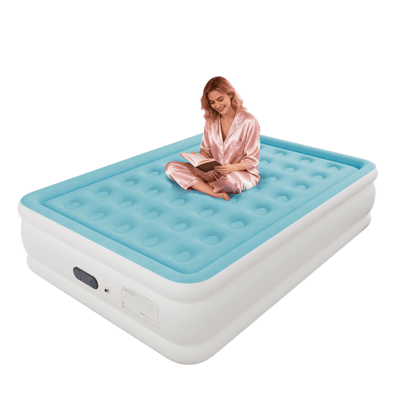 Full Air Mattress with Built in Pump,Inflatable High Portable,Blow Up Air Bed for Home,Travel and Guest(Sky Blue)