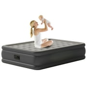 Full Air Mattress with Built-in Pump - 18" Extra Thick Inflatable Bed for Camping & Home,Gray,3-Min Self Inflating with Carrying Bag.