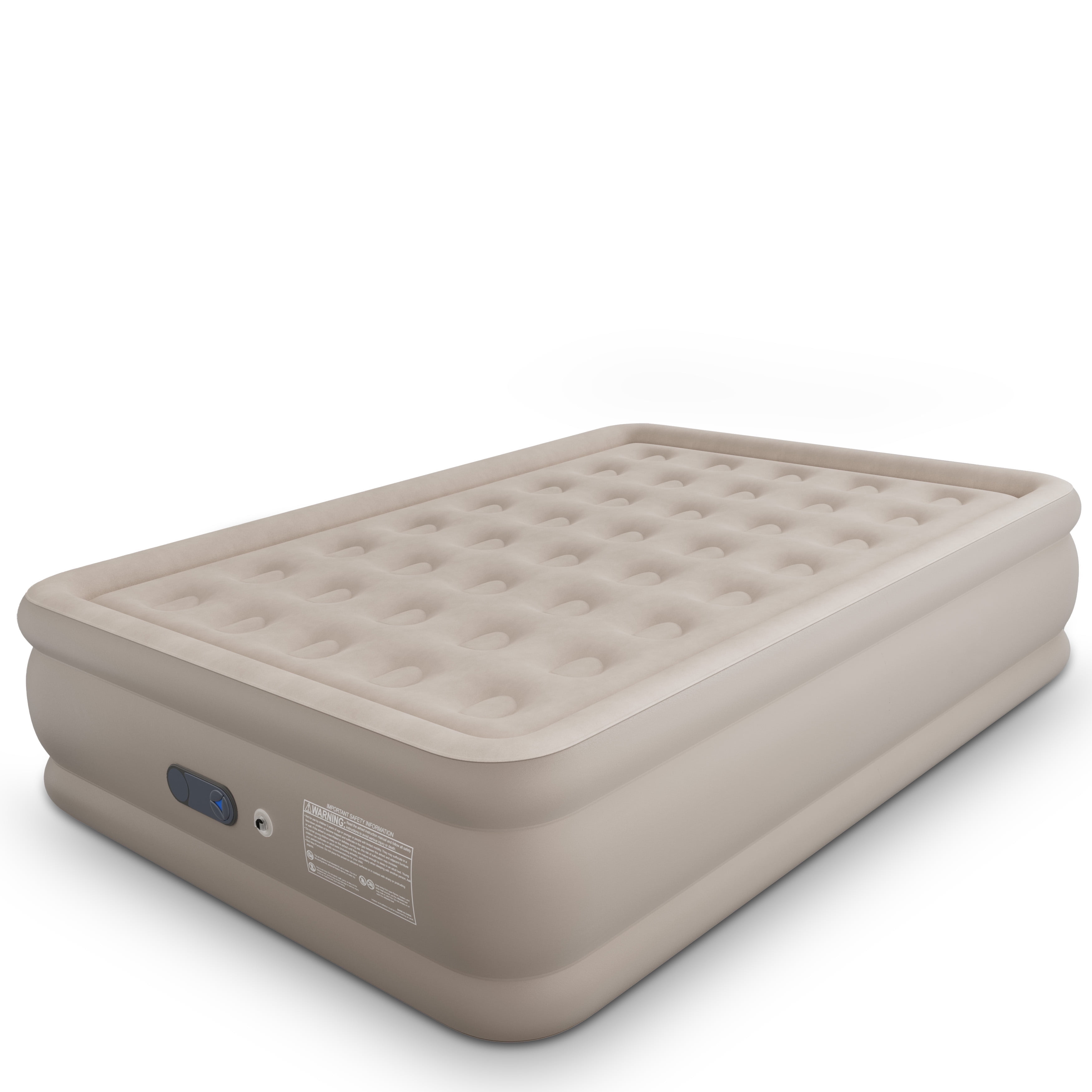 Full Air Mattress with Built-in Pump - 18" Extra Thick Inflatable Bed for Camping & Home,Khaki,3-Min Self Inflating with Carrying Bag.