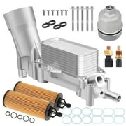 Full Aluminum Oil Cooler Filter Housing with Sensors Gaskets Compatible with 2017-2018 Chrysler 200 300 Dodge Charger Challenger Journey Wrangler Ram ProMaster 3.2L 3.6L V6 Replace# 926-959