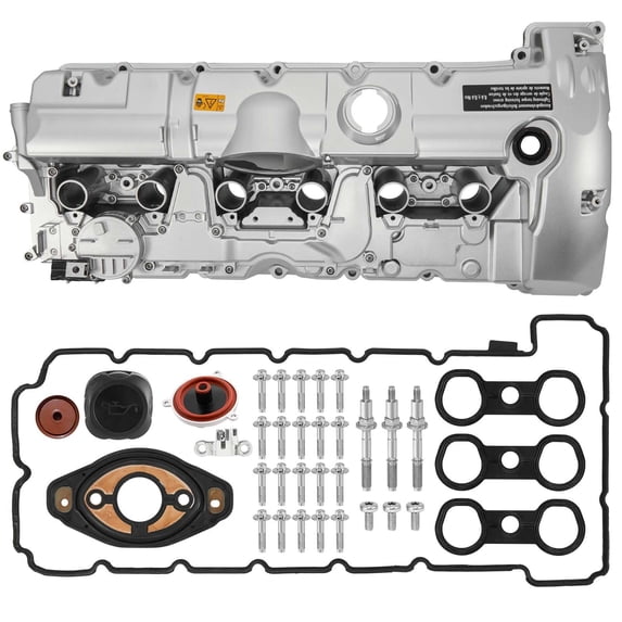 Full Aluminum Engine Valve Cover for BMW N52 E70 E82 E90 E91 328i 528i 128i X3 X5 Z4 (Silver)