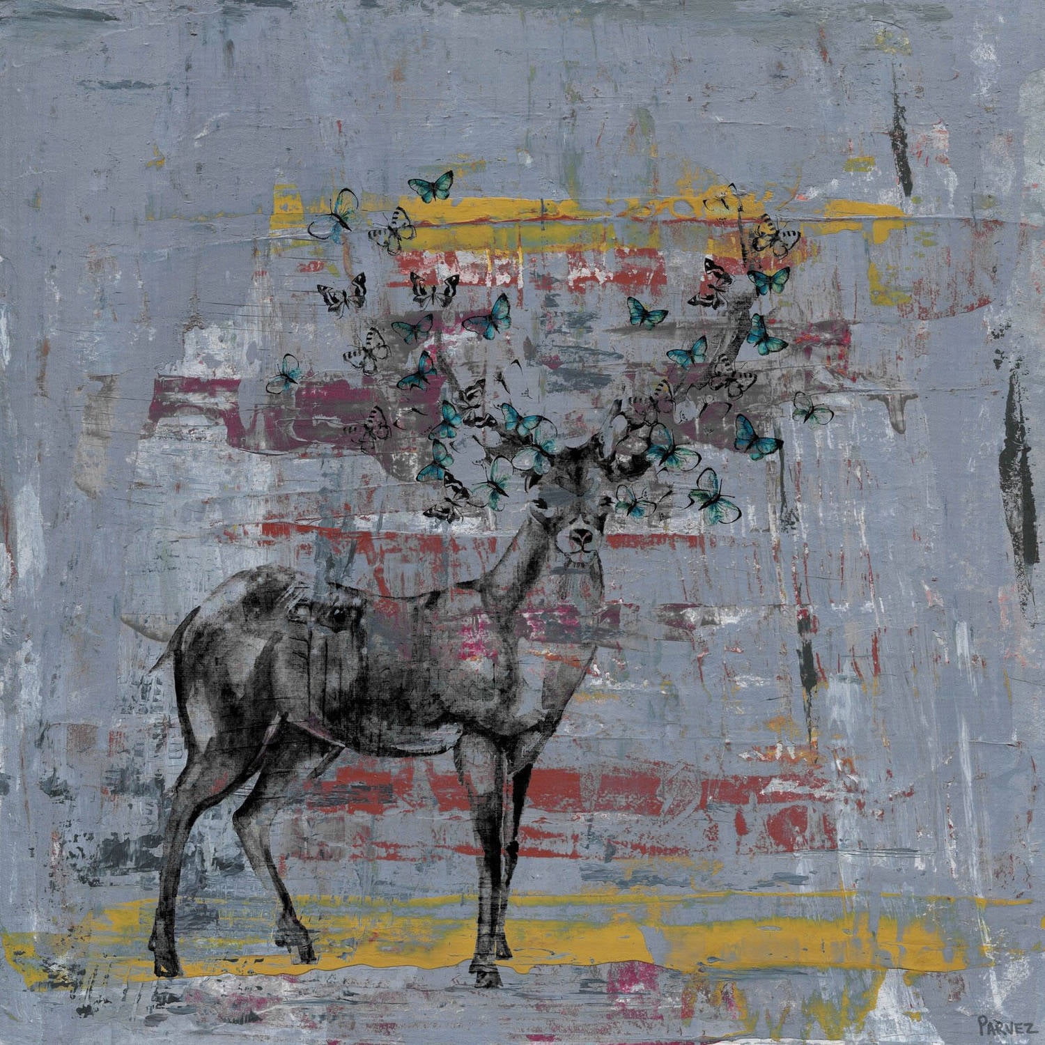 Full Antlers Painting Print on Wrapped Canvas