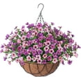 thumbnail image 1 of Full Assembled Set of Hanging Basket Cone Artificial Morning Glory Flowers for Outdoor Decoration, 1 of 6