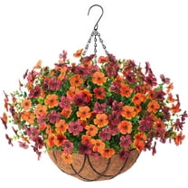 Full Assembled Set of Hanging Basket Cone Artificial Morning Glory Flowers for Outdoor Decoration