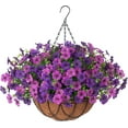 thumbnail image 1 of Full Assembled Set of Hanging Basket Cone Artificial Morning Glory Flowers for Outdoor Decoration, 1 of 6