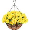 thumbnail image 1 of Full Assembled Set of Hanging Basket Cone Artificial Morning Glory Flowers for Outdoor Decoration, 1 of 6