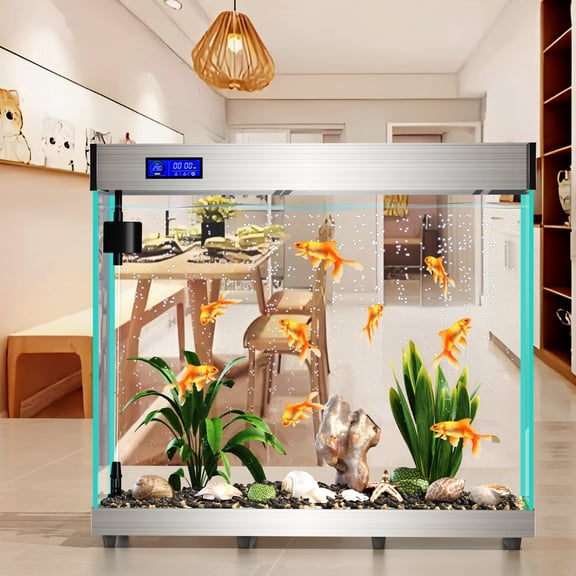 Full -Automatic Ecological Filter Fish Tank (Silver) of Tempered Glass Aquarium