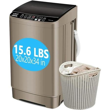 Full-Automatic Washing Machine 15.6 lbs Krib Bling Portable Compact Laundry Washer with Drain Pump