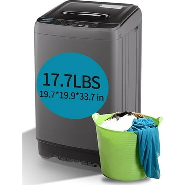 Full-Automatic Washing Machine, Portable Laundry Washer, Compact 17.7 lbs, LED Display, Drain Pump, 10 Wash Programs 8 Water Levels