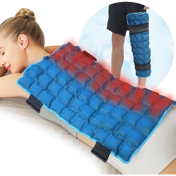 Full Back Ice Pack Reusable, Large Ice Wrap for Back Relaxing, Self-Absorbing Water Back Pad,Flexible Cold & Hot Therapy Compress for Back, Knee, Leg, Neck, Shoulder, 14"x23" (Blue)
