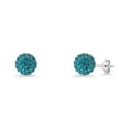 thumbnail image 1 of Full Ball Stud Earrings Blue Zircon 925 Sterling Silver 8mm, 1 of 6