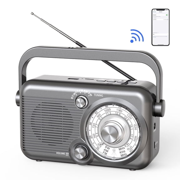 Portable Rechargeable AM/FM/SW Radios, Bluetooth 5.3, TF Card Support, Retro Vintage Radio Perfect for Home, Outdoor, Camping & Gifts