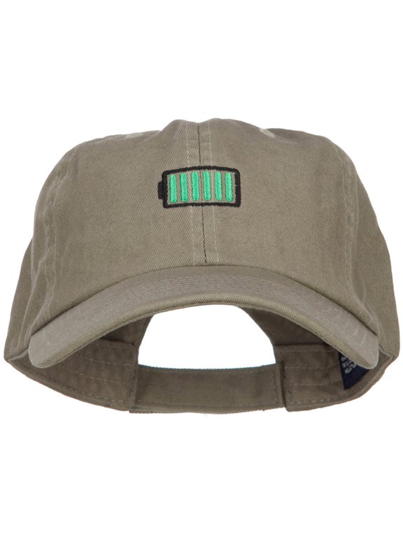 Full Battery Symbol Embroidered Cotton Cap - Olive OSFM
