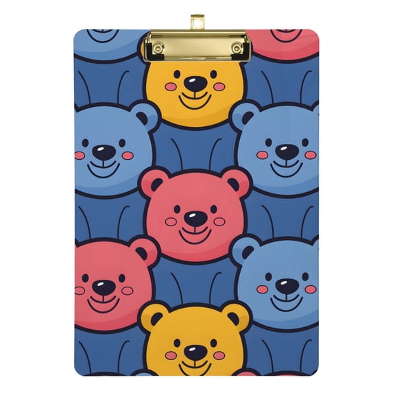 Full Bears Acrylic Clipboards 12 x 9 Inch A4 Size with Low Profile Clip Hanging Clipboard for Classroom School Office