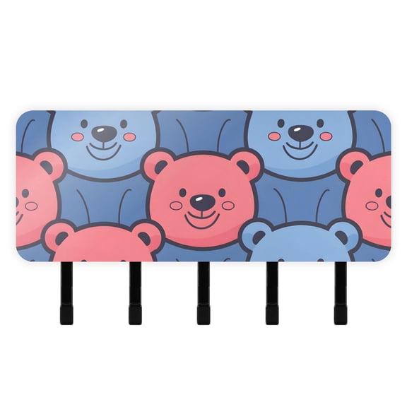 Full Bears Mail Holder Organizer Wall Mount with Shelf Key Holder Key Rack with 5 Key Hooks for Wall Decorative