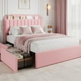 thumbnail image 1 of Full Bed Frame, Boucle Upholstered Platform Bed Frame with Storage Headboard & 2 Flexible Drawers, Easy Assembly, No Box Spring Needed for Teens, Adults, 1 of 7