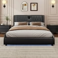 thumbnail image 1 of Full Bed Frame With Built-In Bluetooth Speakers And RGB LED Lighting, Luxurious PU Leather Headboard For Music Sync And Customizable Colors, No Box Spring Needed, Easy Assembly, Black, 1 of 7