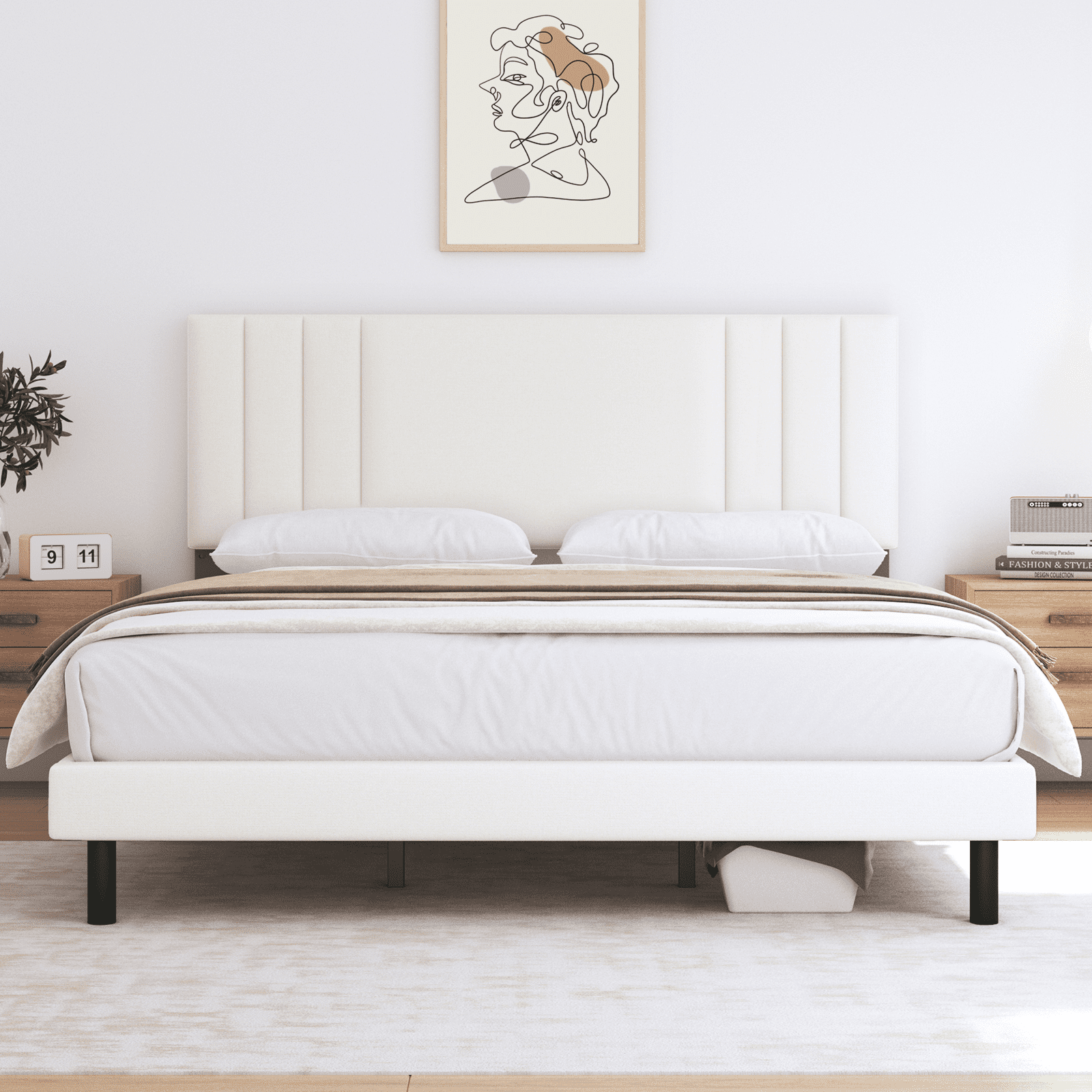 Full Size Bed Frame, Lecuneey Platform Bed Frame Full with Fabric ...