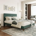 thumbnail image 1 of Full Bed Frame with Headboard, Corduroy Upholstered Platform Bed with Wooden Slats Support - No Box Spring Needed & Noise Free, Easy Assembly, for Bedroom Apartment, Green, 1 of 7