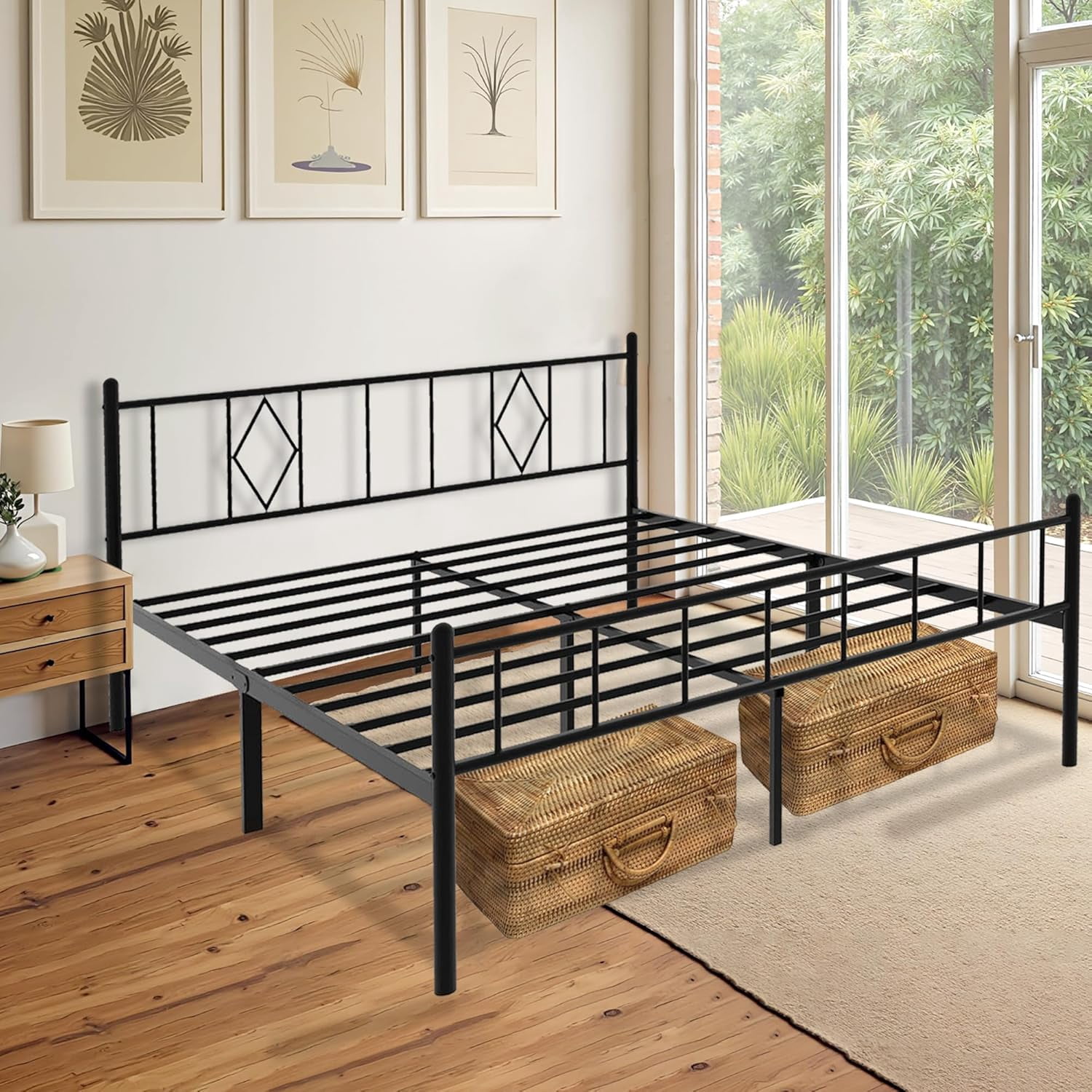 Full Bed Frame with Headboard/Footboard 14 Inch Tall, Metal Bed Frame ...