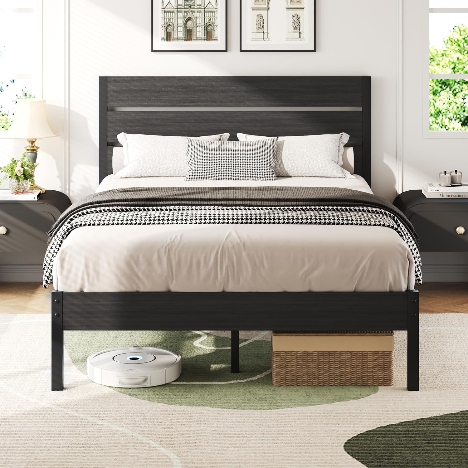 Queen Bed Frame with Headboard and Footboard, Metal Queen Bed Frame