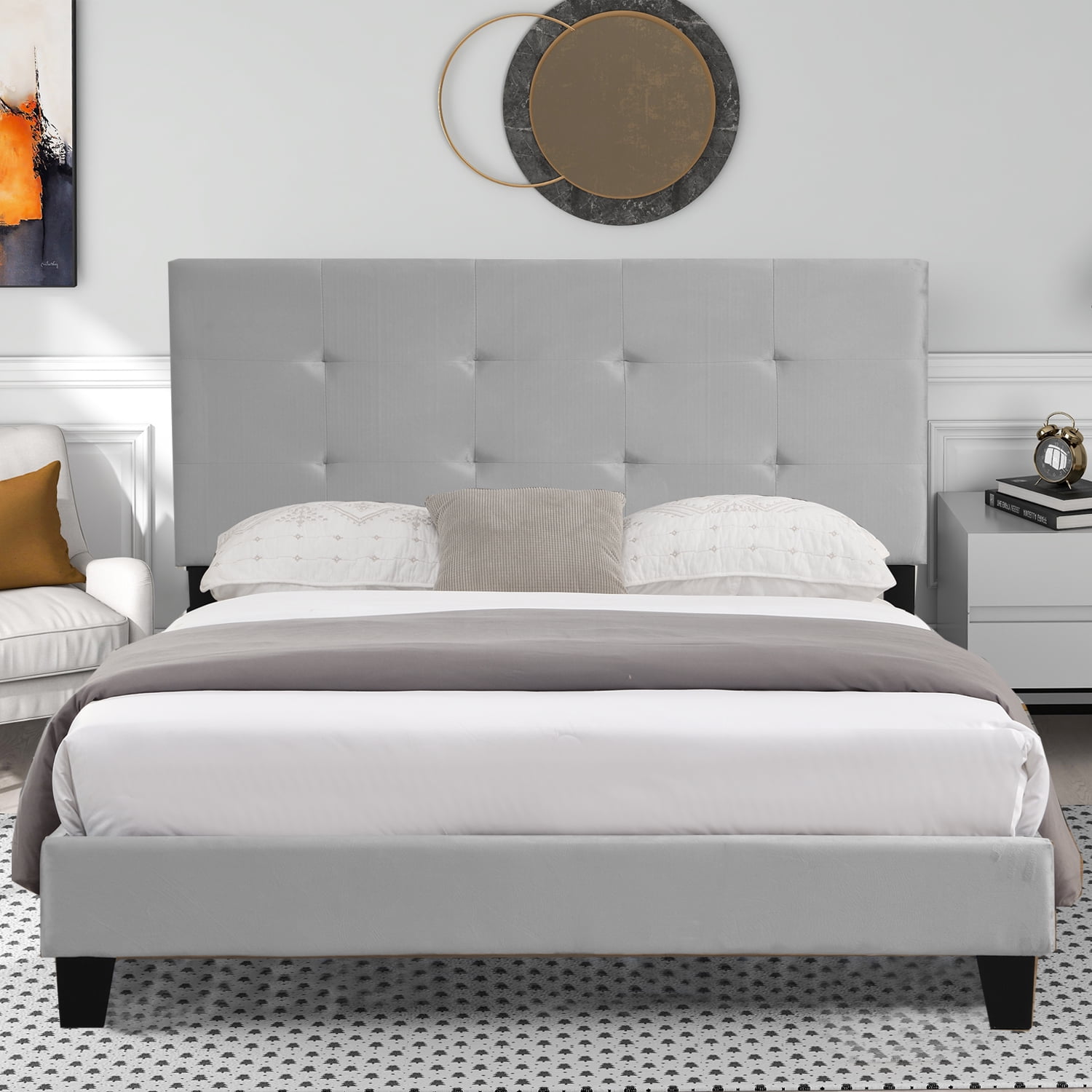 Addae tufted upholstered platform bed deals