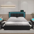 thumbnail image 1 of Full Bed Frame with LED Headboard Modern Upholstered Platform Bed Frame with 4 Storage Drawers & USB and Type-C Ports,Faux Leather Bed Frame for Bedroom,Black, 1 of 7