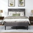 thumbnail image 1 of Full Bed Frame with Linen Headboard, Carbon Gray, 79.5" x 55.9", Wood &amp; Linen, Under-Bed Storage, Stable &amp; Quiet, No Box Spring Needed, Bedroom Furniture, 1 of 6