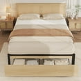 thumbnail image 1 of Platform Bed Frame with Rattan Headboard and 2 Storage Drawers, King, 1 of 9