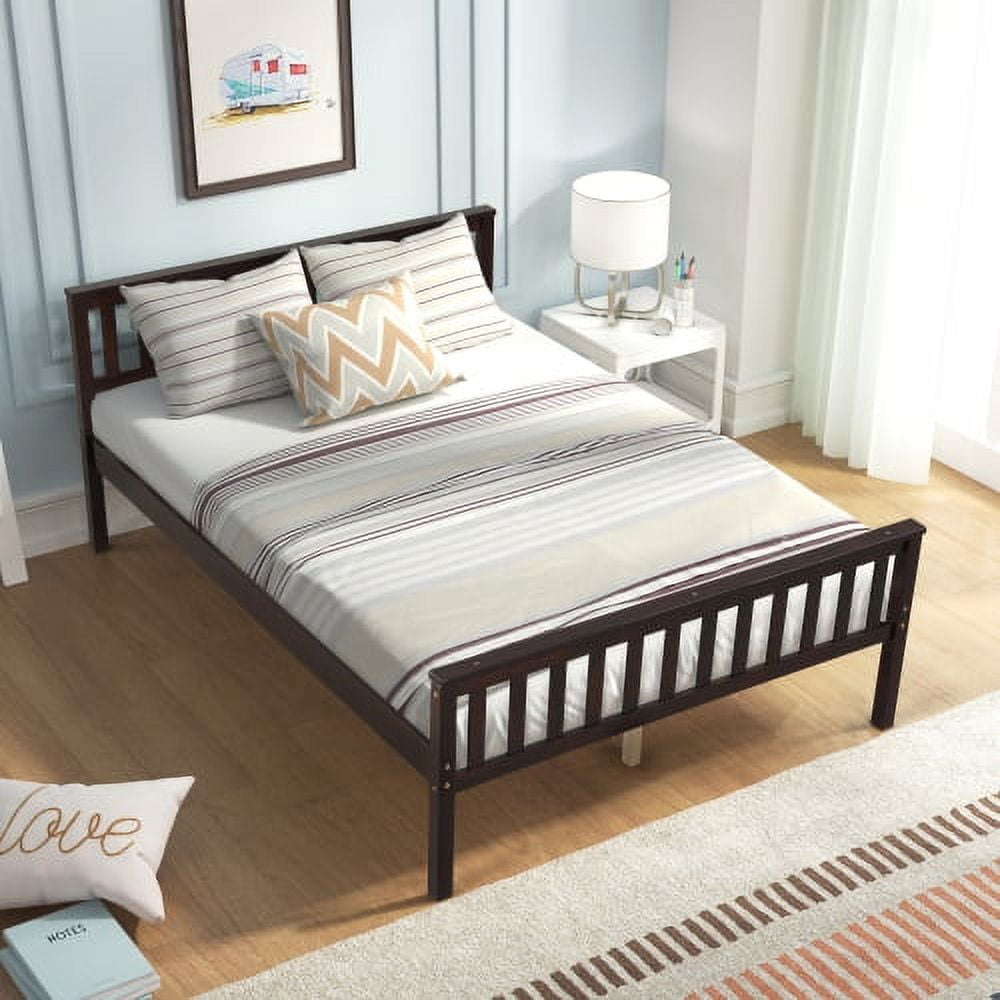 Full Bed Frame, Full Size Wood Platform Bed Frame with Headboard and