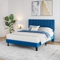 thumbnail image 1 of Full Bed Frame, Velvet Upholstered Platform Bed, Adjustable Headboard, No Box Spring Needed, Easy Assembly, 1 of 10