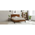 thumbnail image 1 of Full Bed Frame With Headboard,Three-Piece Mid-Century Modern Solid Wood Bed Frame,No Box Spring Needed Platform Bed,Brown, 1 of 7